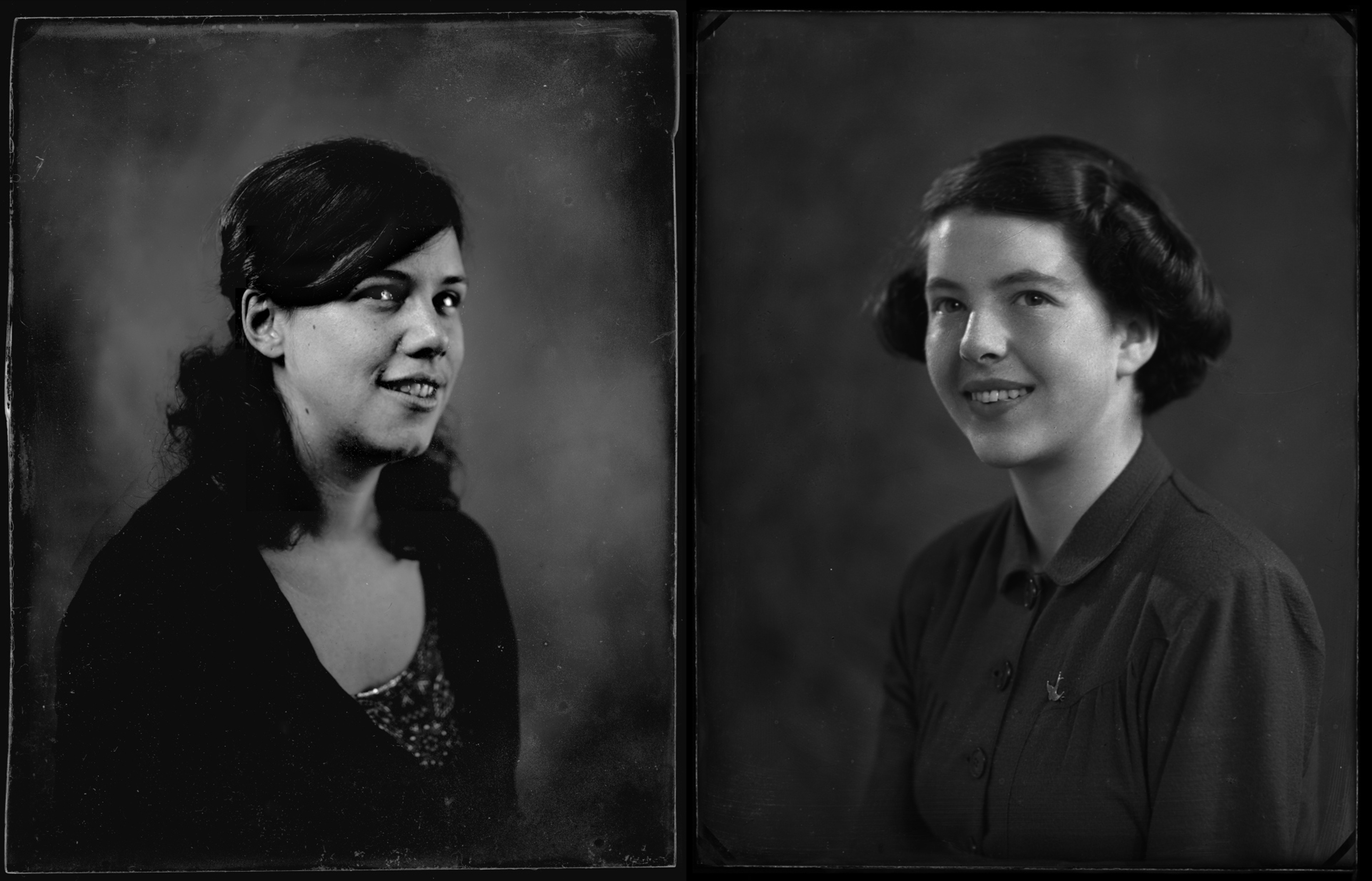 Left image from dry plate negative by Debbie Adele Cooper, Right image from dry plate negative from W W Winter Collection